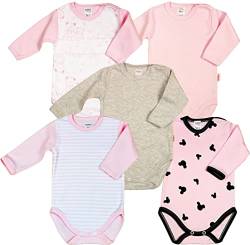 KLEKLE Baby Body - Body Langarm Unisex - 5er-Pack - mit Druckknöpfen - 100% Baumwolle - Babykleidung - Rosa - 104 von KLEKLE