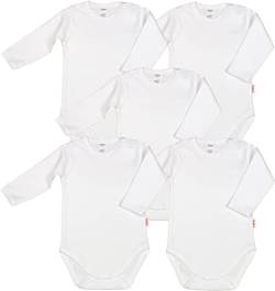 KLEKLE Baby Body - Body Langarm Unisex - 5er-Pack - mit Druckknöpfen - 100% Baumwolle - Babykleidung - Weiß - 74 von KLEKLE