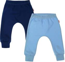 KLEKLE Pumphose - Lange Babyhosen mit elastischem Gummi - Baby Hosen 2er Pack - Unisex - Oeko-TEX-Zertifikat Standard 100-80 - Blau und Marineblau von KLEKLE