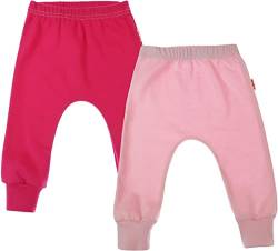 KLEKLE Pumphose - Lange Babyhosen mit elastischem Gummi - Baby Hosen 2er Pack - Unisex - Oeko-TEX-Zertifikat Standard 100-92 - Rosa und Amaranth von KLEKLE