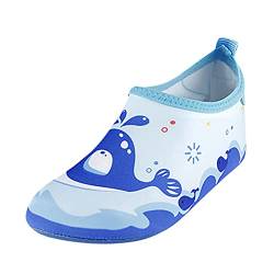 KLGR Kinder Strandschuhe Wasserschuhe Jungen Schwimmschuhe Weichen Sohle Barfußschuhe Surfschuhe rutschfeste Schnell Trocknend kinderschuhe 20 mädchen Cartoon Badeschuhe Outdoor Schuhe,Blau, 24/25 EU von KLGR