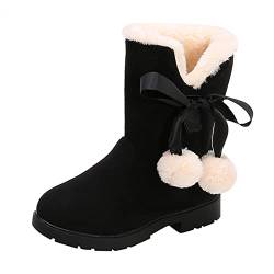 KLGR Kinderschuhe 20 Mädchen Schneestiefel Jungen Winterstiefel Plüsch Prinzessin Schuhe Winter Warme Snow Boots Plus Samt Thermostiefel Bow-knot Baumwollschuhe Rutschfest Winterschuhe von KLGR