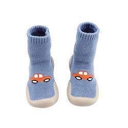 KLGR Socken Schuhe Baby Lauflernschuhe Jungen Krabbelschuhe Mädchen Kleinkind Schuhe Verdicken Sockenschuhe Warme Babyschuhe Weicher Boden Bodensocken Krabbelschuhe, Blau, 22 EU von KLGR