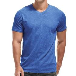 KLIEGOU Herren-T-Shirts mit V-Ausschnitt – lässige, stilvolle T-Shirts für Männer, 60 V, Blau, Klein von KLIEGOU