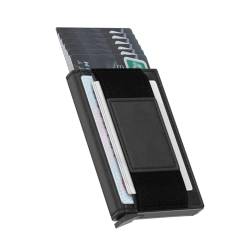 KLOMORE Minimalist Geldbörse Herren - RFID Schutz Slim Wallet mit Geldklammer - Aluminiumbau Kohlefaser Metall für Karten von KLOMORE