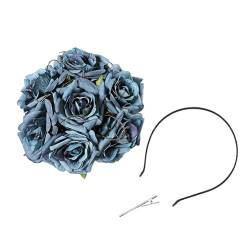 Fascinator Stirnband Haarspange Simulation Rose Braut Haarband Floral Kopfschmuck Hochzeit Party Kopfbedeckung Party von KLOVA