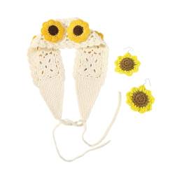 Gehäkelte Stirnbänder Für Mädchen Sonnenblumen Kopfbedeckung Ohrringe Haarbänder Zubehör Sonnenblumen Frühlings Haarbänder Geburtstagsfeier Häkel Stirnbänder Für Frauen von KLOVA