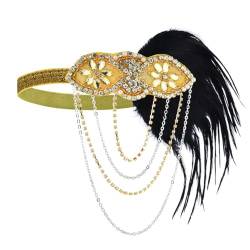 KLOVA 1920er Jahre Federn Kopfschmuck Flapper Stirnband, Brüllende 20er Jahre Haarschmuck Vintage Haarspange Pailletten Haar Hoop von KLOVA