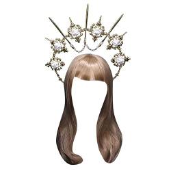 KLOVA DIY Perlen Stirnband Prinzessin Kopfschmuck Festzug Abschlussball Party Requisiten Aura Vintage Tiaras Haar Hoop für Gottheit Frauen von KLOVA