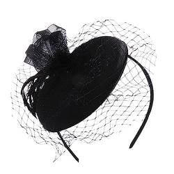 KLOVA Elegante Mesh Schleier Top Hut Form Haarbänder Braut Bunte Stirnband Mesh Schleier Top Hut Y2k Stil Stirnband für Hochzeit von KLOVA