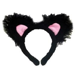 KLOVA Weiche Katze Stirnband Tierform Plüsch Ohren Haar Hoop zum Waschen Gesicht Tier Haarbänder Cartoon Kostüm von KLOVA