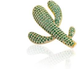 Frauen Kristall Brosche Pin, Mode Strass grün Kaktus Brosche Frauen Revers Pin, Zubehör Schmuck Geschenke von KLUFO