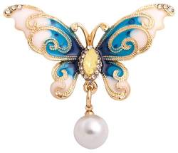 Gorgeous Pearl Butterfly Brosche Frauen Mantel Jacke Kleid Hut Schal Schal Brosche Pins Abzeichen Zubehör Schmuck Geschenke von KLUFO