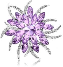 Lila Blume Brosche Pin - Elegante Kristall Strass Braut Blume Brosche Pin für Frauen Rucksack und Jacke Dekoration von KLUFO
