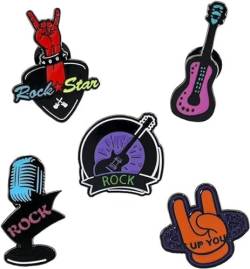 Rock Brosche Musik Pins - 5 Stück Musik Thematische Gitarre Pin Mode Brosche für Rucksack Jacke Kleidung von KLUFO