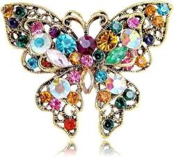 Vintage Schmetterling Anstecknadel Pin Bunte Strass Anstecknadel Clip Pullover Schal Schal Kleid Jacke Anzug Corsage Dekorative Brosche Exquisite Schmuck Geschenk für Frauen Mädchen von KLUFO