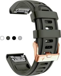KLVN Uhrenarmband für Garmin Fenix 6S 5S 7S, 20 mm, Armband für Fenix 6s Pro 5s Plus, rotgoldene Schnalle, Silikon, schneller Ersatz (Farbe: Armeegrün, 13,5 cm - 19,8 cm) von KLVN
