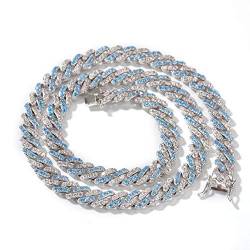 KMASAL 18 Karat Vergoldet Lab Diamant Halskette Iced Out 8 Mm Kubanischen Link Hip Hop Kette Für Männer Frauen (blue 20 inch) von KMASAL