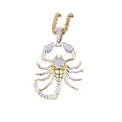 KMASAL Schmuck Männer Hip Hop Tier Skorpion Anhänger Iced Out Bling Kubikzircon 18 Karat Vergoldet Neuheit Punk Halskette mit Edelstahl Seil Kette von KMASAL