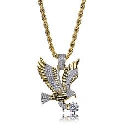 Moca Schmuck Hip Hop Iced Out Bling Personalisierte Adler Anhänger 18 Karat Vergoldete Kette Halskette für Männer Frauen von KMASAL