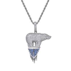 Moca Schmuck Iced Out Gletscher Eisbär Anhänger 18 Karat Vergoldete Kette Bling CZ Simulierte Diamant Hip Hop Halskette für Männer Frauen (silver) von KMASAL