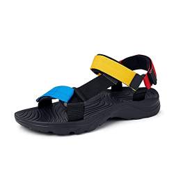 KMGJC Sandale Sandalen Sommer Herren Sandalen Unisex Freizeit Hausschuhe Herren Outdoor Ultraleicht Herren Strandsandalen Wandersandalen Herren Plus Größe 44 BlauGelbRot von KMGJC