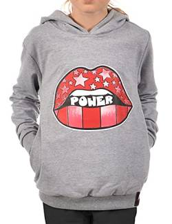 Kinder Mädchen Hoodie Kapuzen Pullover 30327 Grau 134 von KMISSO