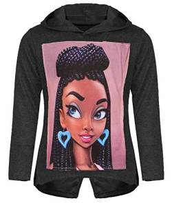 Kinder Mädchen Kapuzen Pullover Pulli Hoodie Sweatshirt 30231 Schwarz 116 von KMISSO