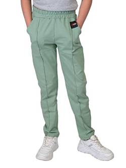 Kinder Mädchen Stoff Freizeit Sport Hose 30360 Grün 158 von KMISSO