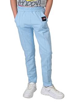 Kinder Mädchen Stoff Freizeit Sport Hose 30360 Hellblau 116 von KMISSO