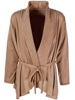 Mädchen Cardigan Oberteil Lang Arm Long Shirt Pulli Bindeschnur Pullover 30225 Sand 140 von KMISSO