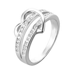 KMKM Damenring Liebe Ring Zirkonia Ehering Verlobungsring Freundschaftsring Lifestyle-Ring Silber verstellbar für Damen von KMKM