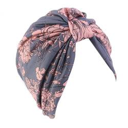 KMOCEPLY Breite Stirnbänder Damen Haar Stirnband Weiche Stirnbänder Boho Turban Elastisches Haarband Geknotete Stirnbänder Haarschal Mode Haarschmuck Retro Blumendruck Knoten Sport Yoga (Rosa) von KMOCEPLY