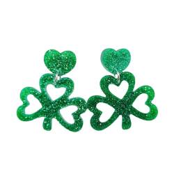 KMOCEPLY St. Patrick's Day Ohrringe Glänzende Kleeblatt-Ohrringe Acryl Dreiblättriges Kleeblatt Ohrringe Hypoallergen Grün Ohrringe Niedliche winzige Ohrstecker Irische Kleeblatt baumelnde Ohrringe, von KMOCEPLY