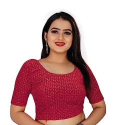 Damen Samt Lycra Readymade Saree Bluse Dehnbar Crop Top Choli Bustier Top, Pink, XX-Large von KNETLI