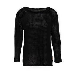 KNIT FACTORY - Jasmin Damen Strickpullover - Herbst und Winter Pulli - Pullover mit Rundhalsausschnit und Lange Ärmeln - Oberteile aus 80% Recycelte Baumwolle - Schwarz - 36/38 von KNIT FACTORY