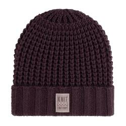 KNIT FACTORY - Robin Mütze - Strickmütze für Damen und Herren - Beanie - Wintermütze mit Wolle - Robusten Look - Hochwertige Qualität - Aubergine von KNIT FACTORY