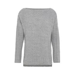 Knit Factory - Emily Damen Strickpullover - Herbst und Winter Pulli - Pullover mit breiteren Kopfausschnitt und lange Ärmeln - Fällt locker und weit - Grau - 36/38 von KNIT FACTORY