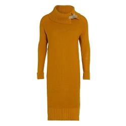 Knit Factory - Jamie Strickkleid - Locker - Kleid - Kleid damen - Herbst & Winter Essentials - Zeitloses Mode-Accessoire - Sitzendes - Mit Lange Ärmel - Reicht bis zum Knie - Ocker von KNIT FACTORY