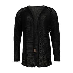Knit Factory - Jasmin Kurze Strickjacke - Damen gestrickte Jacke aus 80% Recycelte Baumwolle - Cardigan mit Hochwertige Qualität - Schwarz - 36/38 von KNIT FACTORY