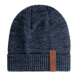 Knit Factory - Jazz Mütze - Strickmütze für Damen und Herren - Beanie - Herbst & Winter Essentials - Zeitloses Mode-Accessoire - Wintermütze mit Wolle - Hochwertige Qualität - Jeans/Navy von KNIT FACTORY