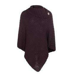 Knit Factory - Nicky Gestrickter Poncho - Damen Strickponcho mit Kragen - Mit Wolle - Hochwertige Qualität - Aubergine von KNIT FACTORY