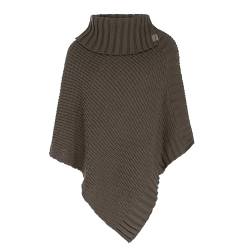 Knit Factory - Nicky Gestrickter Poncho - Damen Strickponcho mit Kragen - Mit Wolle - Hochwertige Qualität - Cappuccino von KNIT FACTORY