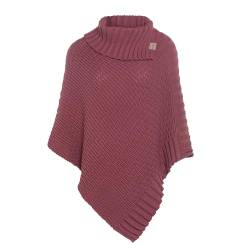 KNIT FACTORY - Nicky Gestrickter Poncho - Damen Strickponcho mit Kragen - Mit Wolle - Hochwertige Qualität - Stone Red von KNIT FACTORY