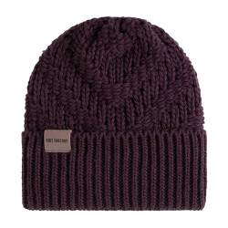 Knit Factory - Sally Mütze - Strickmütze für Damen und Herren - Beanie - Wintermütze mit Wolle - Robusten Look - Hochwertige Qualität - Aubergine von KNIT FACTORY