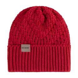 Knit Factory - Sally Mütze - Strickmütze für Damen und Herren - Beanie - Wintermütze mit Wolle - Robusten Look - Hochwertige Qualität - Bright Red von KNIT FACTORY