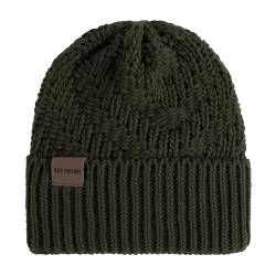 Knit Factory - Sally Mütze - Strickmütze für Damen und Herren - Beanie - Wintermütze mit Wolle - Robusten Look - Hochwertige Qualität - Khaki von KNIT FACTORY