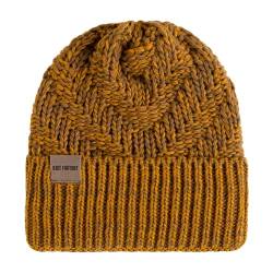 Knit Factory - Sally Mütze - Strickmütze für Damen und Herren - Beanie - Wintermütze mit Wolle - Robusten Look - Hochwertige Qualität - Ocker/Tobacco von KNIT FACTORY