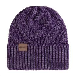 Knit Factory - Sally Mütze - Strickmütze für Damen und Herren - Beanie - Wintermütze mit Wolle - Robusten Look - Hochwertige Qualität - Purple/Violett von KNIT FACTORY