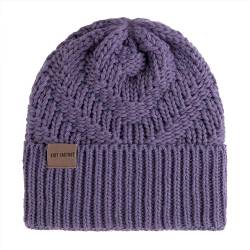 Knit Factory - Sally Mütze - Strickmütze für Damen und Herren - Beanie - Wintermütze mit Wolle - Robusten Look - Hochwertige Qualität - Violett von KNIT FACTORY